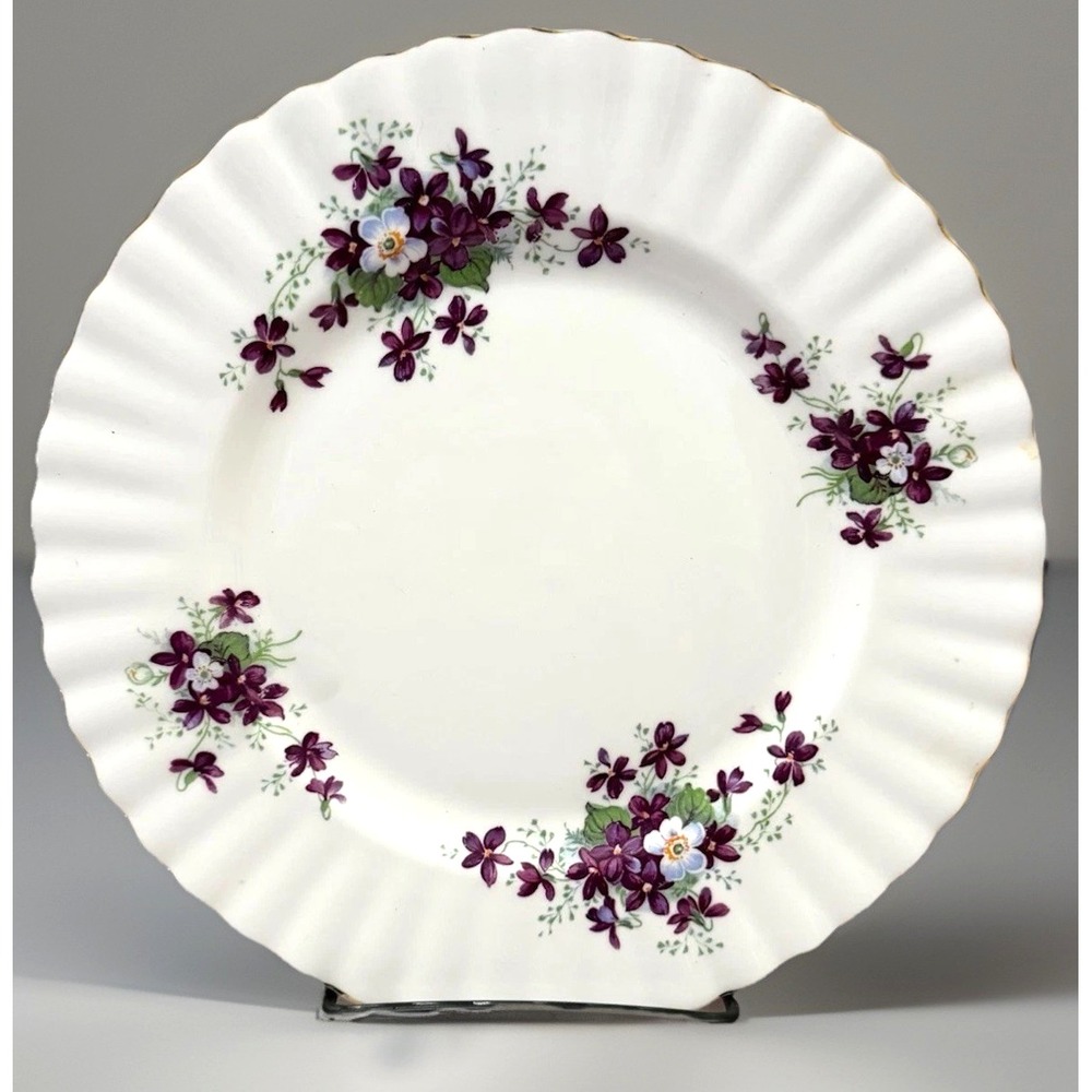 VTG Royal Ascot Violet Bone China 8" Plate Dish Fluted 1960's England Purple